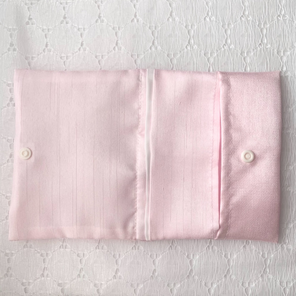 ハートの刺繍オーガンジーとシャンプレーシャンタンの上質移動ポケット/Pink 4枚目の画像