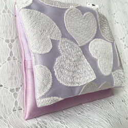 ハートの刺繍オーガンジーとシャンプレーシャンタンの上質移動ポケット/Purple 2枚目の画像