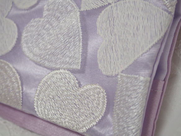ハートの刺繍オーガンジーとシャンプレーシャンタンの上質移動ポケット/Purple 3枚目の画像