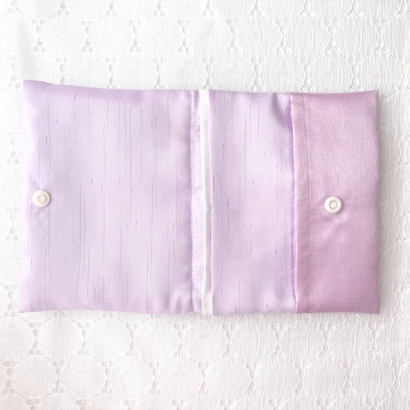 ハートの刺繍オーガンジーとシャンプレーシャンタンの上質移動ポケット/Purple 4枚目の画像