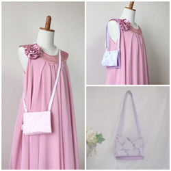 ハートの刺繍オーガンジーとシャンプレーシャンタンの上質移動ポケット/Purple 7枚目の画像