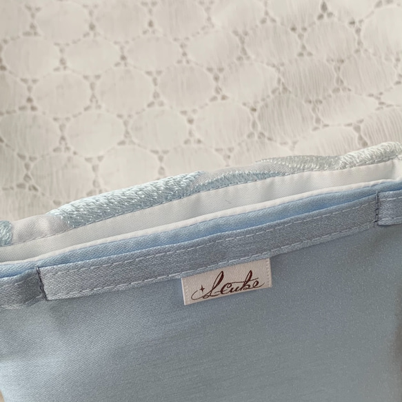 ハートの刺繍オーガンジーとシャンプレーシャンタンの上質移動ポケット/Purple 5枚目の画像