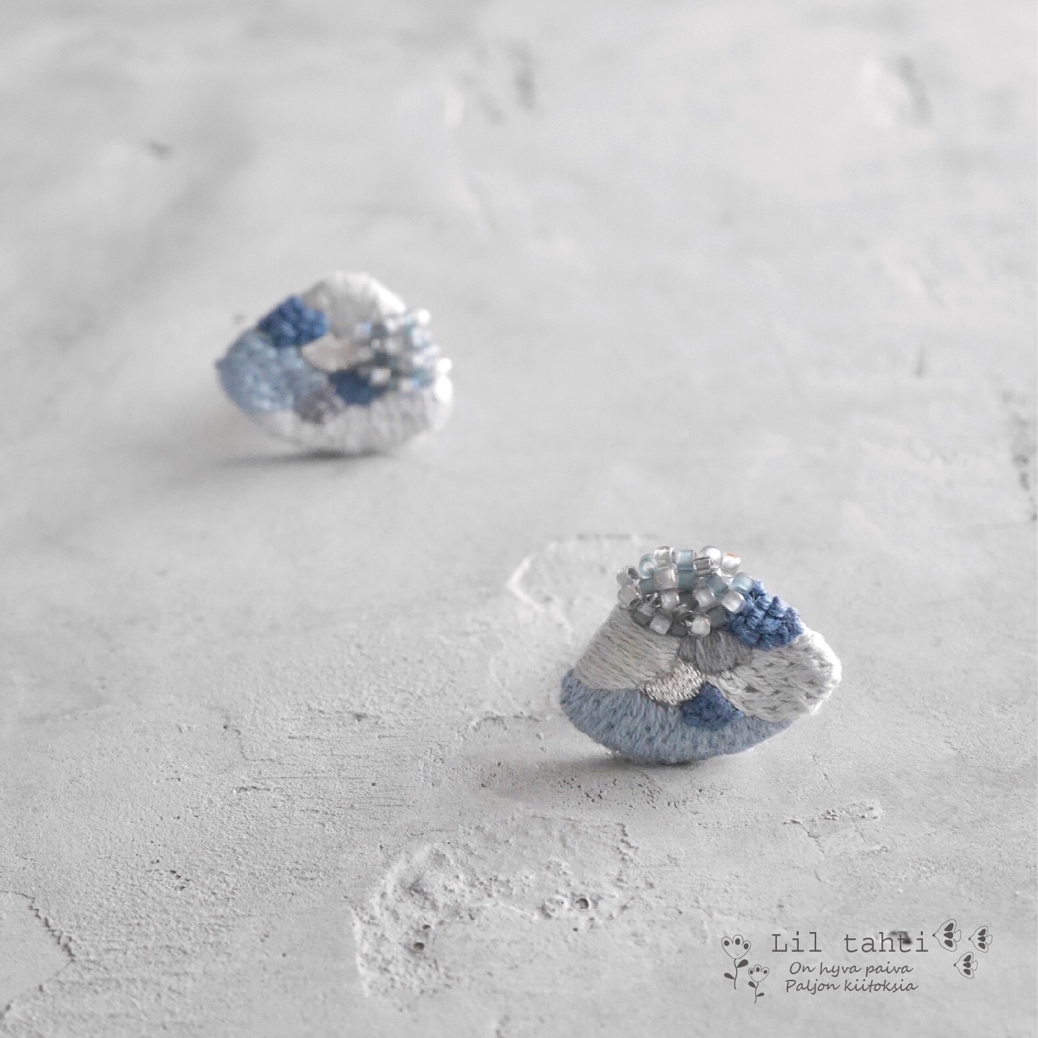 kaigara刺繍ピアス/イヤリング(海の香り)【受注制作】