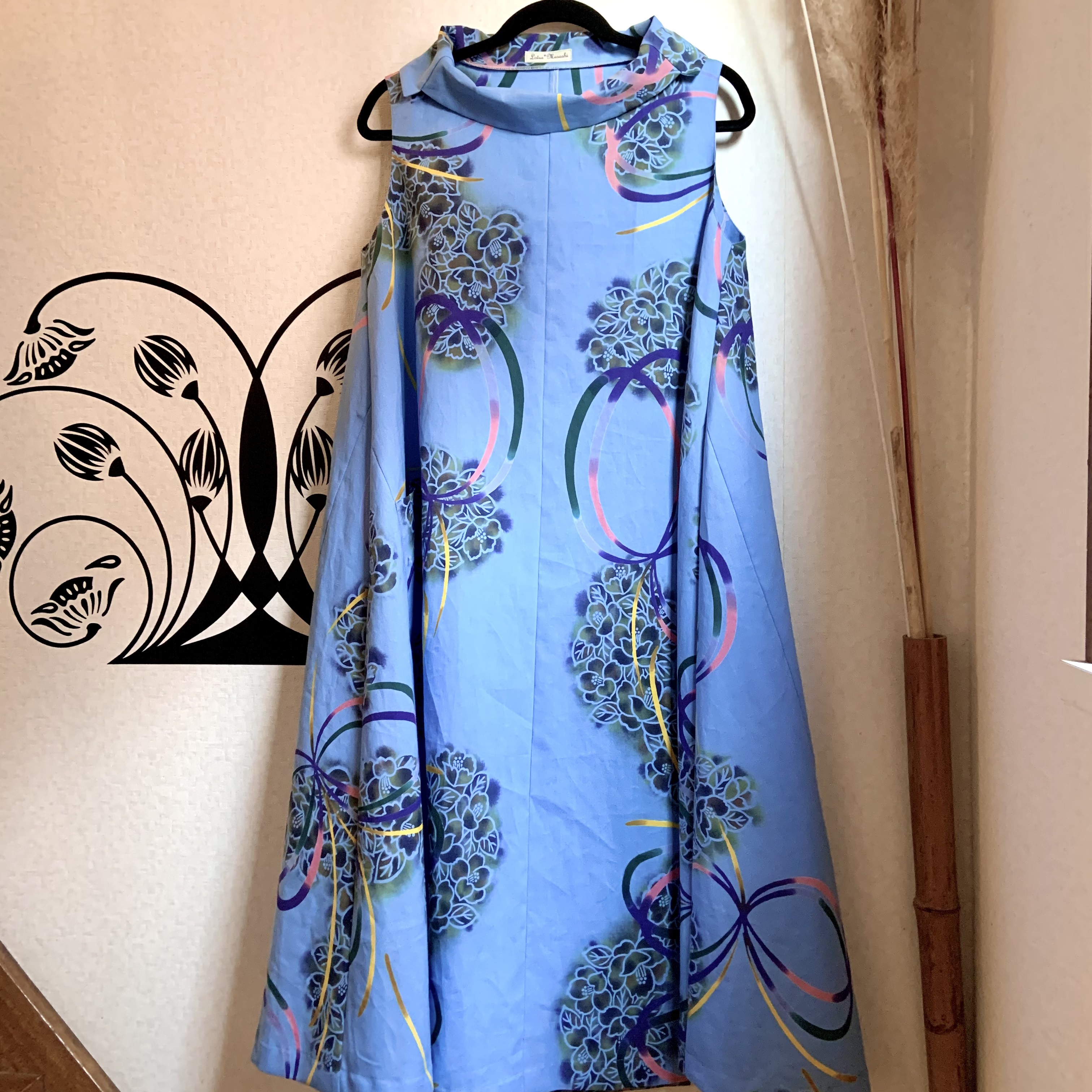 6Y05-1885浴衣リメイク　ワンピース優雅Aライン　細見え　吉原繋ぎ　反物 6Y05-1885浴衣リメイク ワンピース優雅Aライン 細見え 吉原繋ぎ 反物