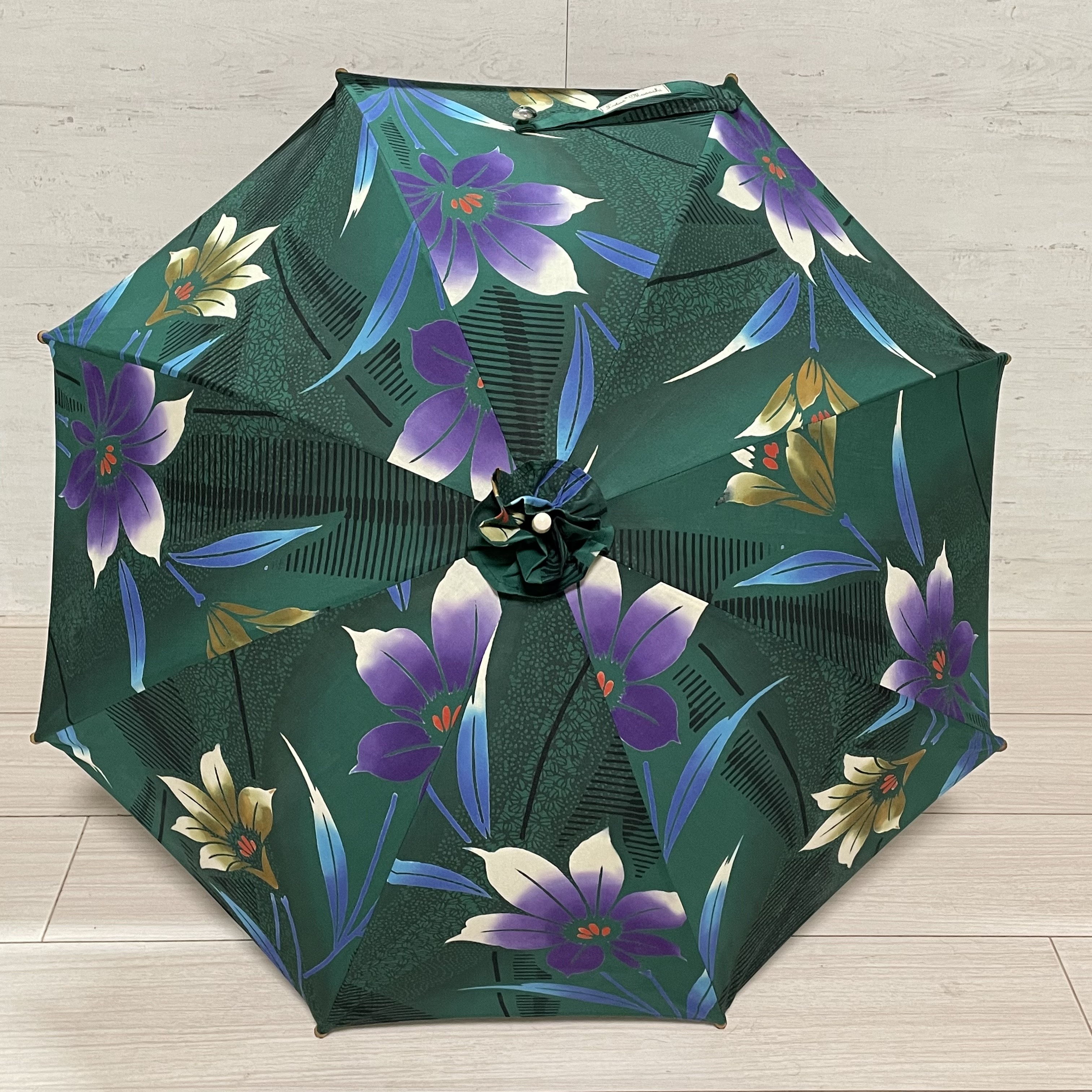 ★縞に花柄の浴衣の反物