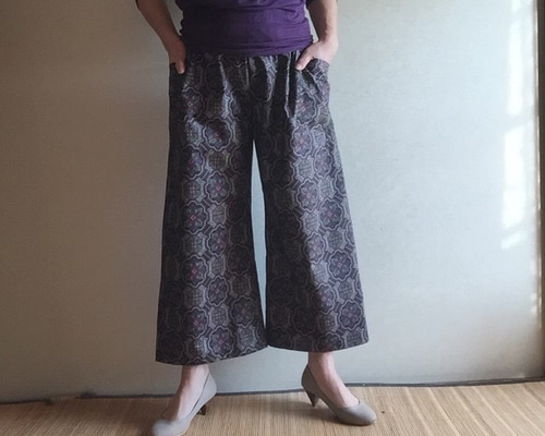 大島紬リメイク 一点物のワイドパンツ 着物 Lotus*Musashi 通販
