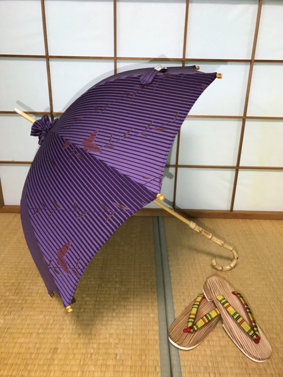 日傘　de　着物　紫に蝶 1枚目の画像