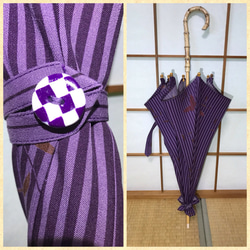 日傘　de　着物　紫に蝶 4枚目の画像