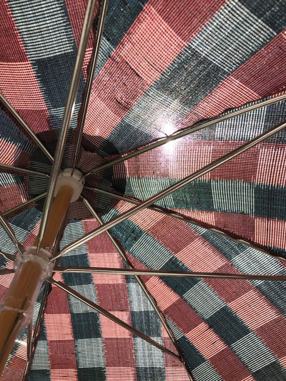 日傘　de　大島紬　格子縞 5枚目の画像