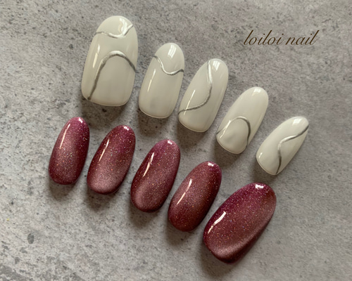 マグネットネイル うねうねネイル シルバーネイル ニュアンス