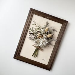 -色のない世界の花束-Antique dry flower bouquet frame #6 フレームブーケ　額縁ブーケ 1枚目の画像