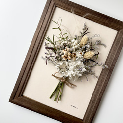 -色のない世界の花束-Antique dry flower bouquet frame #6 フレームブーケ　額縁ブーケ 2枚目の画像