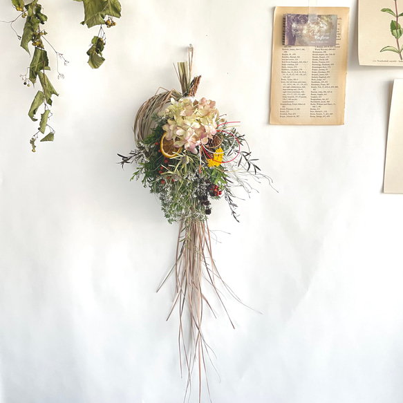 オーガニックレモングラスのお飾りスワッグ S size ドライフラワー Re