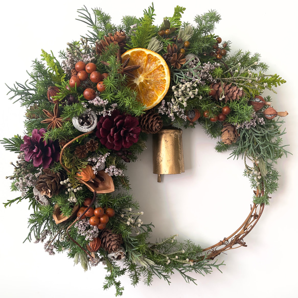 小さな森のWinter wreath -2 クリスマスリース ドライフラワー Re 