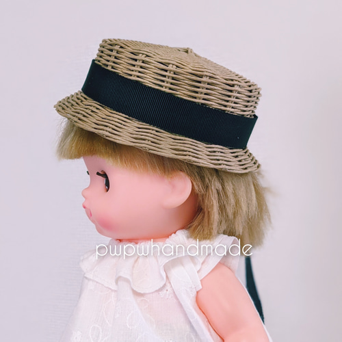 オーダー停止中】ハンドメイド メルちゃん カンカン帽 麦わら帽子