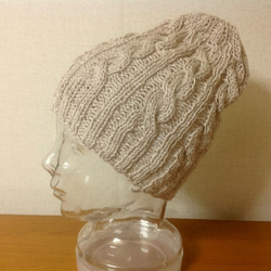 フレンチリネン　ニット帽　Ｍ　ライトベージュ 1枚目の画像