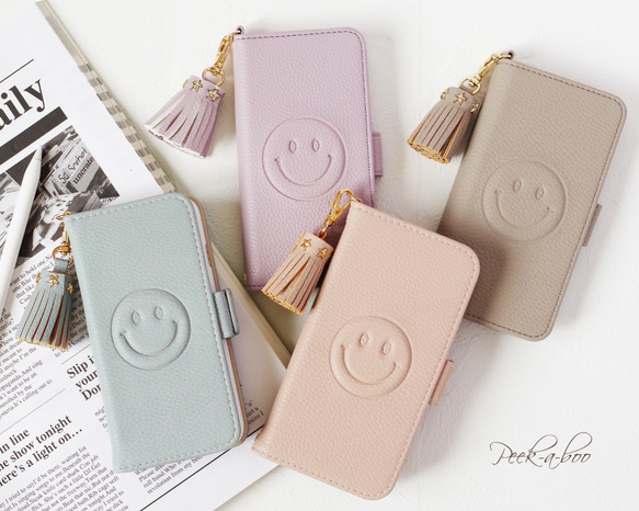 iPhone moon✳︎イニシャルチャーム スマイル ニコちゃん