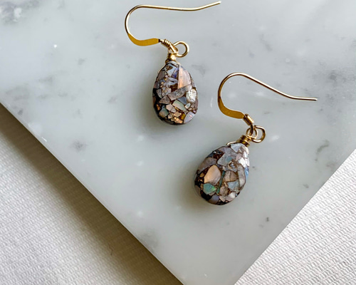 ピアス 天然石 カッパーターコイズ 金属アレルギー シンプル パステル  