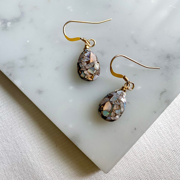 ピアス 天然石 カッパーターコイズ 金属アレルギー シンプル パステル  