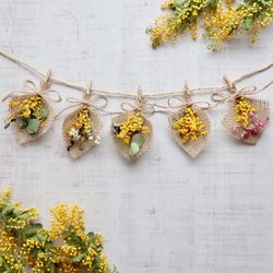 New!2025】ミモザの小さなドライフラワーガーランド ガーランド fuu