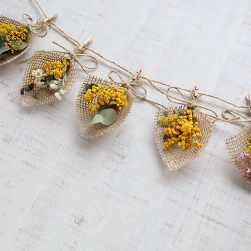 ✳︎ミモザ2種のガーランド✳︎リース✳︎ New!2025】ミモザの小さなドライフラワーガーランド ガーランド fuu