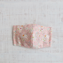 【サイズ、ゴム付き選べます！】布製マスク　〜ピンクの小花柄〜 2枚目の画像