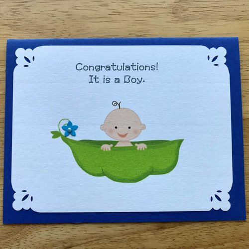 男の子 出産祝い メッセージカード Blue 英語/日本語 オーダーメイド