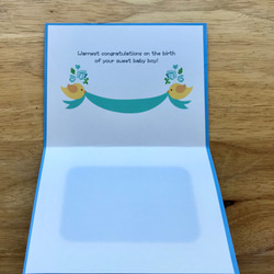 男の子　出産祝い　メッセージカード Blue 英語/日本語 オーダーメイド 3枚目の画像