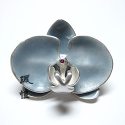 純銀 琺瑯 蘭花香插 Moth Orchid-shaped silver incense plug 第3張的照片