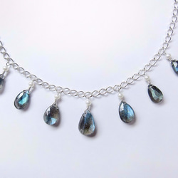 天然拉長石 925銀項鍊 Natural Labradorite Sterling Silver Necklace 第3張的照片