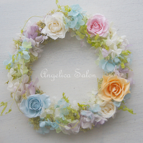 世界に一つだけのバラのリース。ウェディングのウェルカムリース。両親  