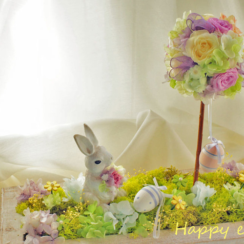 ご予約✦お祭りうさぎ✦夜店で待ち合わせ…ブリザーブドアレンジ