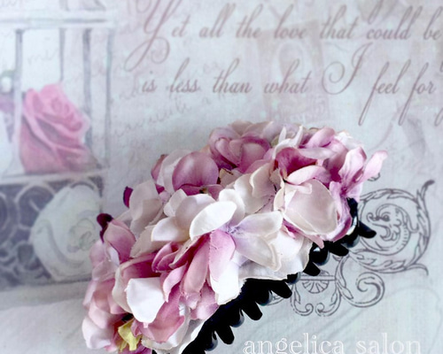 【006】紫陽花のヘアクリップ❁﻿ 【訳あり品】 BLAZE（手芸） 髪飾り 浴衣 フラワー クリップ ポム タッセル