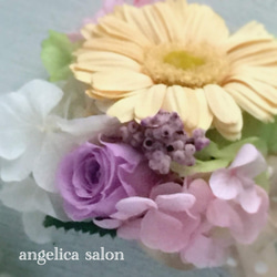 ガーベラコサージュ/上品なパステルオレンジガーベラとバラ、プリザーブドフラワー/卒業式・結婚式/紫陽花・バラ 7枚目の画像