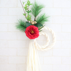 新年を清らかに迎えるお正月しめ飾り　しめ縄飾り　紅白松 1枚目の画像