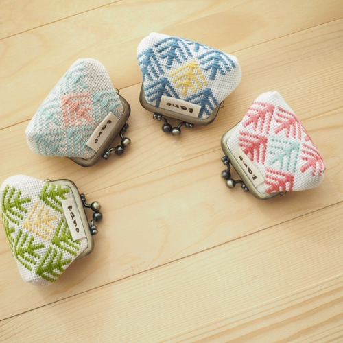 北欧風柄こぎん刺し がま口ミニぽーち。 がま口 kano 通販 12847343