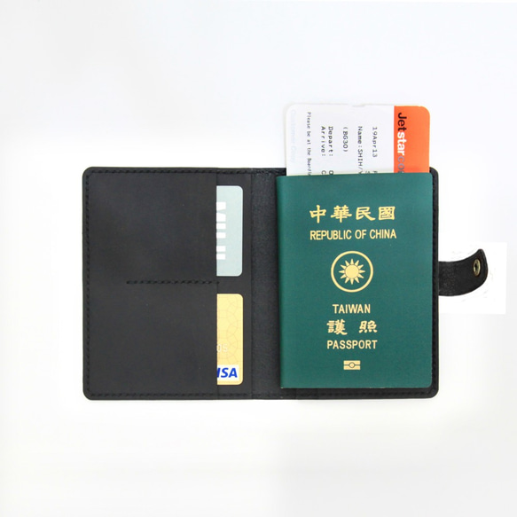 小橘皮 植鞣牛皮 護照夾/護照套 釦子款--共三色 第6張的照片