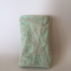 iPhone6 case.  beige-lace+tulle fabric 1枚目の画像