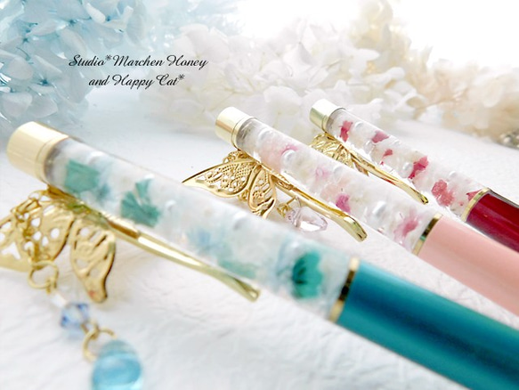 再販【ハーバリウムボールペン】*Butterfly pen*【メタリックラベンダー】 3枚目の画像