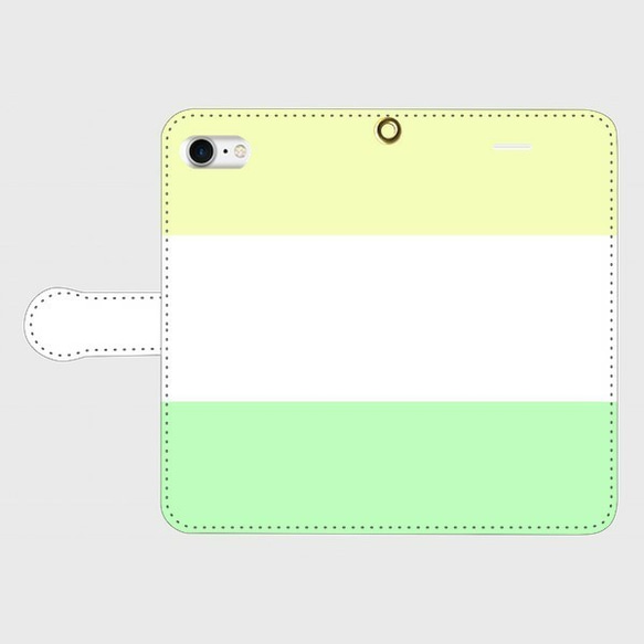レモングリーンホワイト　トリプルカラー【iphone/android対応】手帳型スマホケース 2枚目の画像