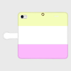 レモンピンクホワイト　トリプルカラー【iphone/android対応】手帳型スマホケース 2枚目の画像