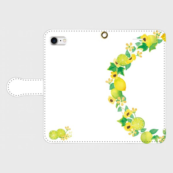 レモン＆ライム【iphone/android対応】手帳型スマホケース 2枚目の画像