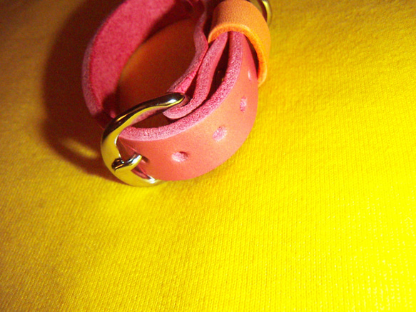 小型用ピンクとオレンジの首輪 3枚目の画像