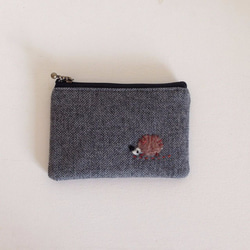 迷你小包（灰色羊毛，人字紋編織+彈簧） 第1張的照片