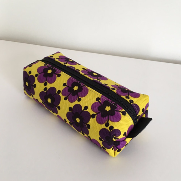 水平拉長的盒子袋（花卉圖案黃色和紫色）​​這將是最後一點 第2張的照片