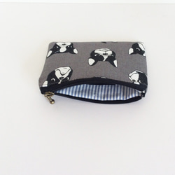 SALE Mini Pouch（牛仔布法國鬥牛犬灰色） 第3張的照片