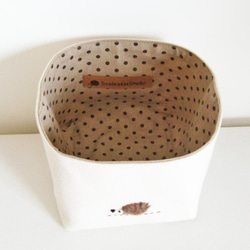 帆布籃（CD尺寸）-米色/圓點襯里和毛茸茸的鼠標貼花 第3張的照片