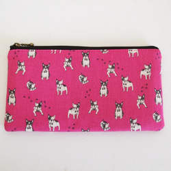 フラットポーチ（フレンチブルドッグ・ピンク） 1枚目の画像