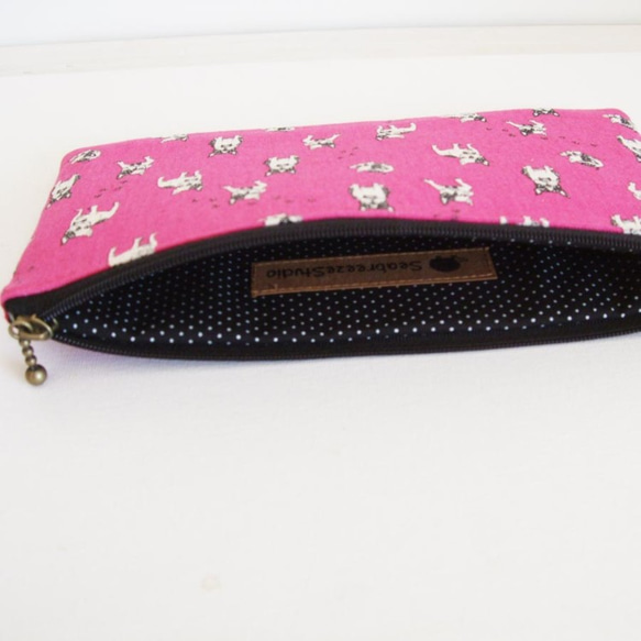 フラットポーチ（フレンチブルドッグ・ピンク） 3枚目の画像