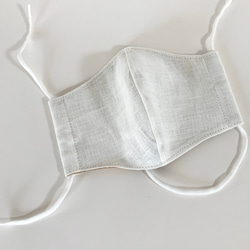 定做的成人立體口罩（歐洲白色亞麻+深米色內層布） 第1張的照片